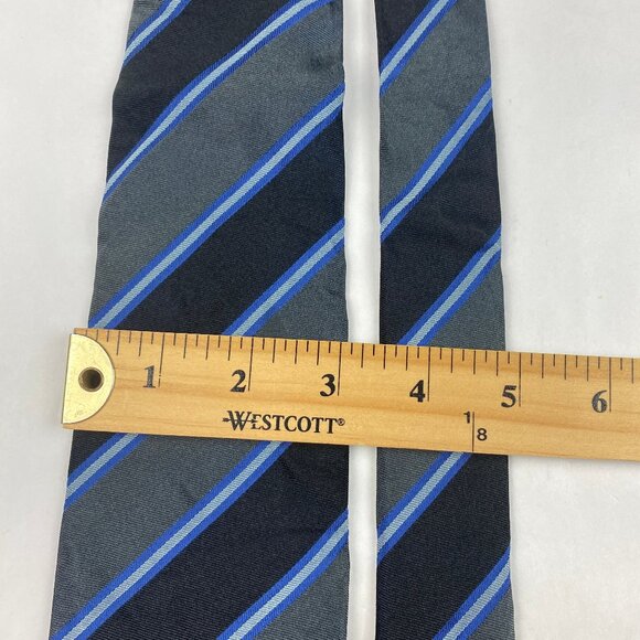 Burberry London Black Blue and Gray 100% Silk Striped Tie - Picture 11 of 11